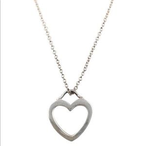Silver love heart open necklace
